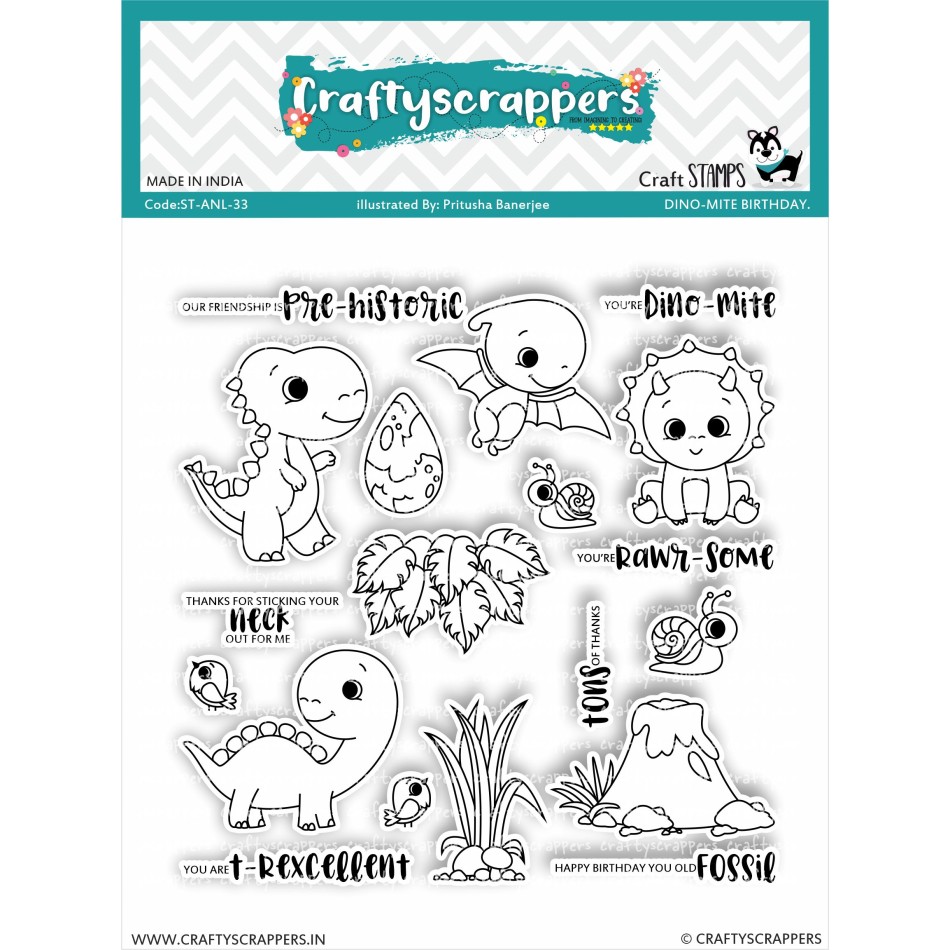 Craftyscrappers Stamps- DINOMITE BIRTHAY